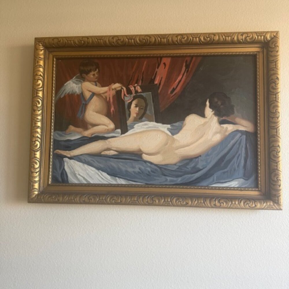 vintage venus at her mirror painting